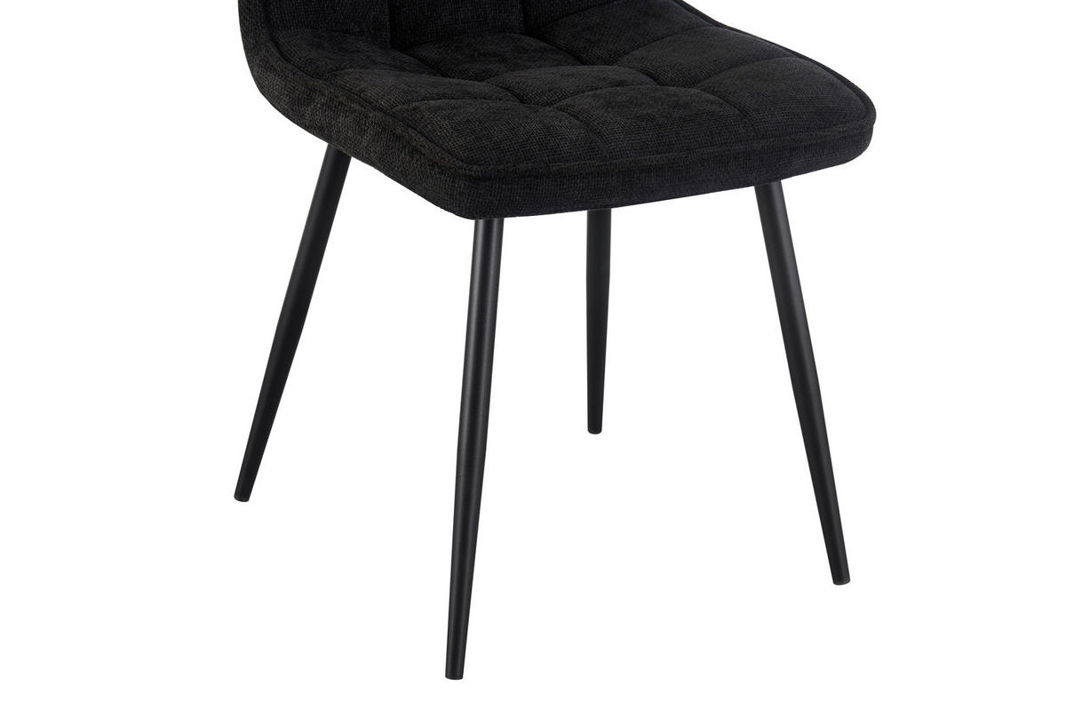 STUHL  in Eisen Leinenoptik Holz, Metall, Textil  - Schwarz, KONVENTIONELL, Holz/Textil (45/89/58cm) - MID.YOU