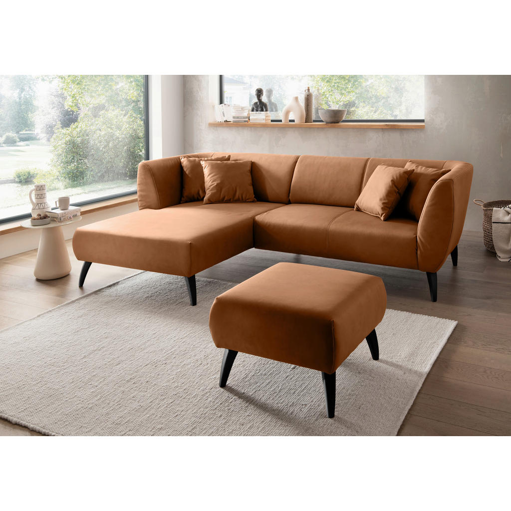Thumbnail - Livetastic Ecksofa, Cognac, Textil, Buche, Uni, 4-Sitzer, Füllung: Schaumstoff, Ottomane links, L-Form, 264x160 cm, Made...