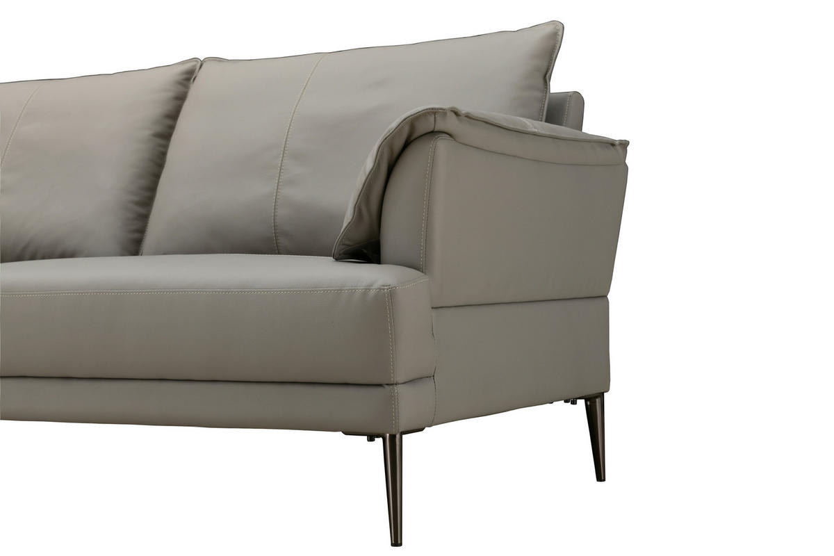2-SITZER-SOFA Grau Echtleder  - Schwarz/Grau, Design, Leder/Metall (195/90/91cm) - MID.YOU