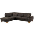 ECKSOFA in Mikrofaser Mokka  - Wildeiche/Beige, KONVENTIONELL, Holz/Textil (236/286cm) - Voleo