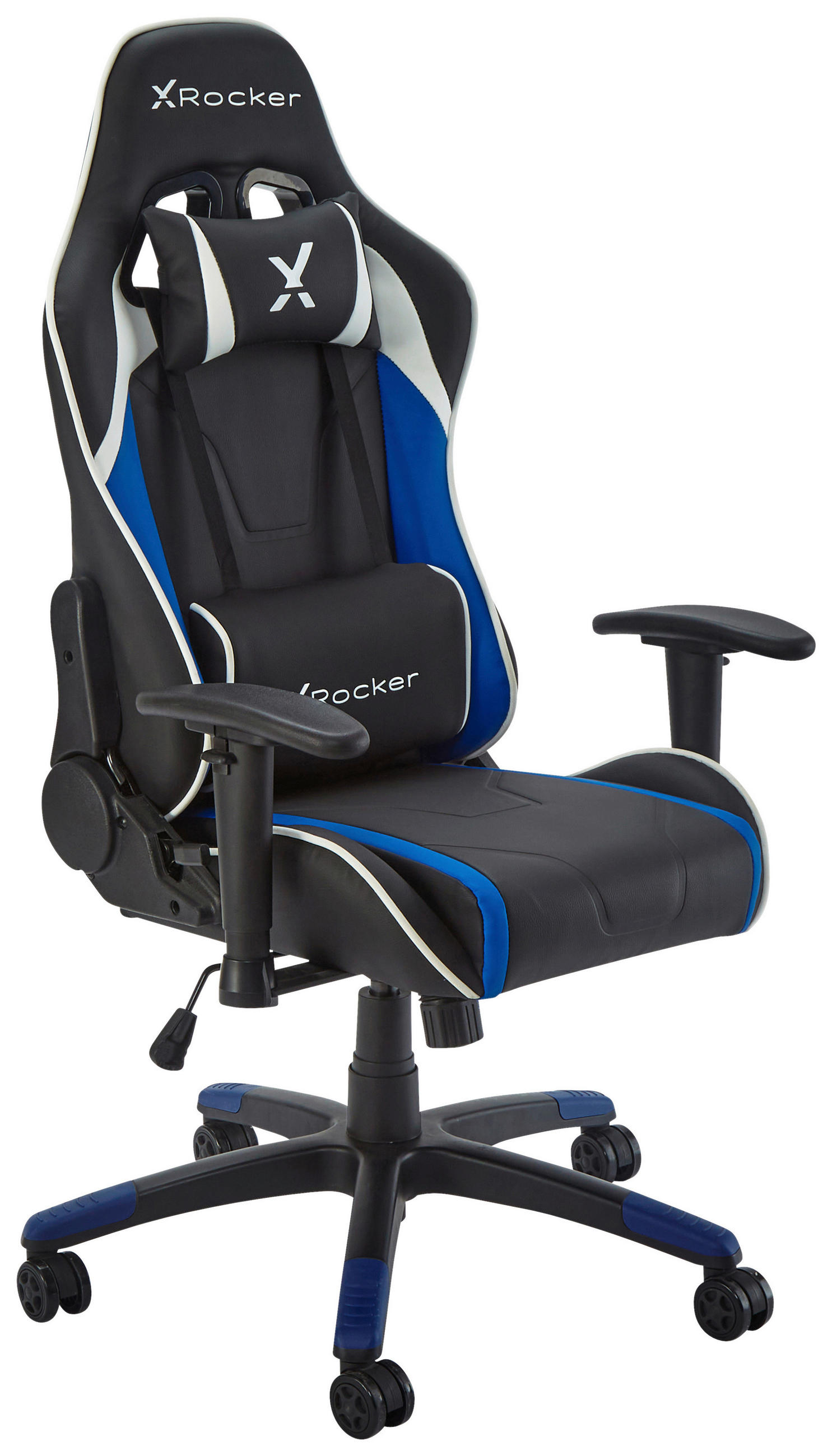 GAMINGSTUHL Blau, Schwarz Metall, Kunststoff, Textil   - Blau/Schwarz, MODERN, Kunststoff/Textil (55/113/62,5cm) - X Rocker
