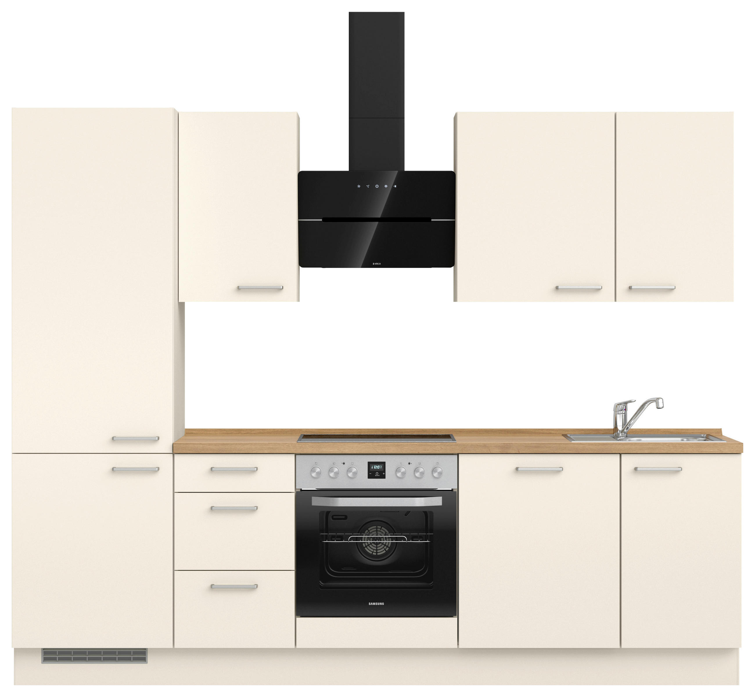 KÜCHENLEERBLOCK 270 cm   in Eichefarben, Magnolie  - Edelstahlfarben/Eichefarben, MODERN, Holzwerkstoff/Metall (270cm) - Nobilia