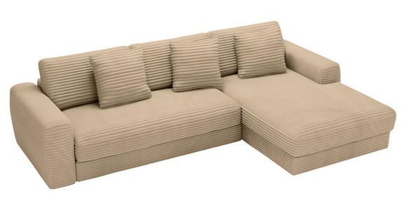 ECKSOFA in Cord Beige  302/182 cm  - Beige/Schwarz, MODERN, Kunststoff/Textil (302/182cm) - Carryhome