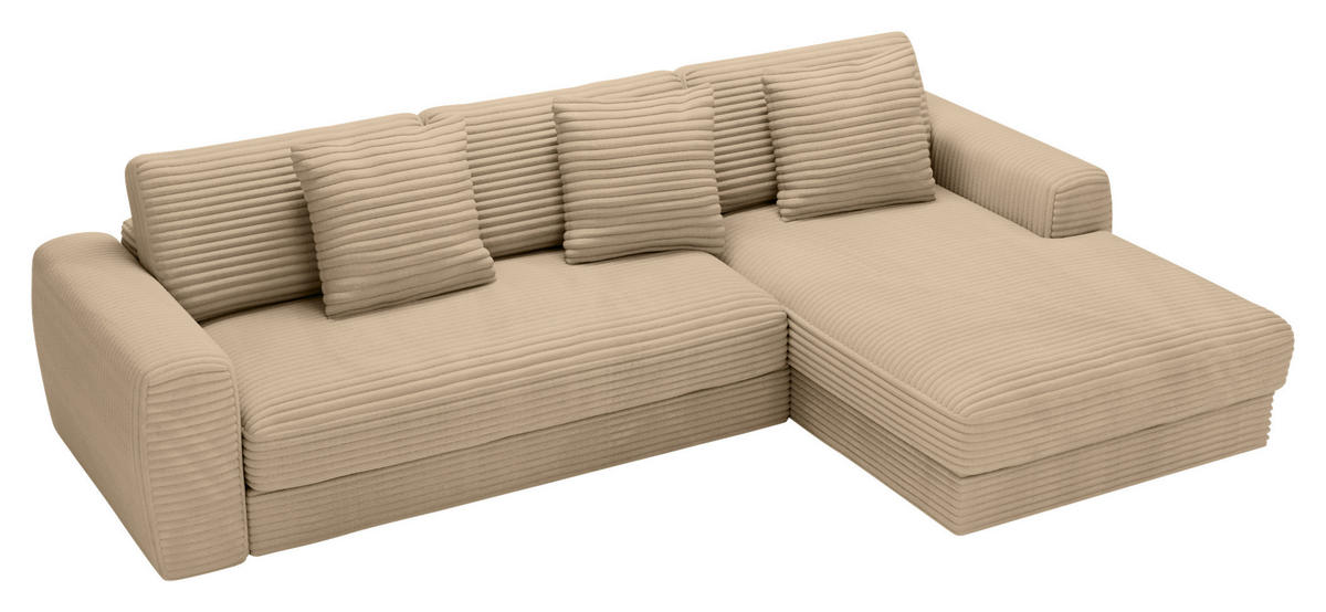 ECKSOFA in Cord Beige  302/182 cm  - Beige/Schwarz, MODERN, Kunststoff/Textil (302/182cm) - Carryhome