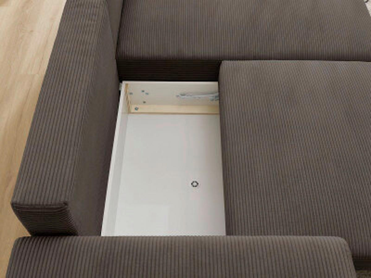 ECKSOFA Ottomane rechts  ATILLA Taupe Cord  - Taupe/Schwarz, MODERN, Kunststoff/Textil (244/149cm)