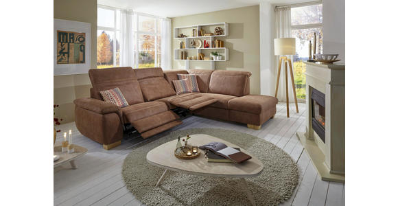 ECKSOFA Braun Mikrofaser - Beige/Buchefarben, KONVENTIONELL, Textil (299/245cm) - Voleo