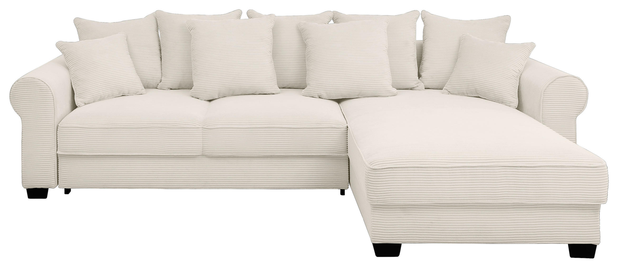ECKSOFA Creme Cord  - Creme/Schwarz, KONVENTIONELL, Kunststoff/Textil (318/197cm) - Hom`in