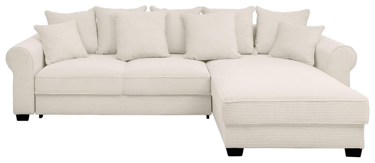 ECKSOFA in Cord Creme  - Creme/Schwarz, Konventionell, Kunststoff/Textil (318/197cm) - MID.YOU