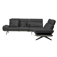 ECKSOFA Chenille, Flachgewebe Dunkelbraun, Schwarzbraun  - Schwarzbraun/Dunkelbraun, Design, Textil/Metall (270/239cm) - Koinor