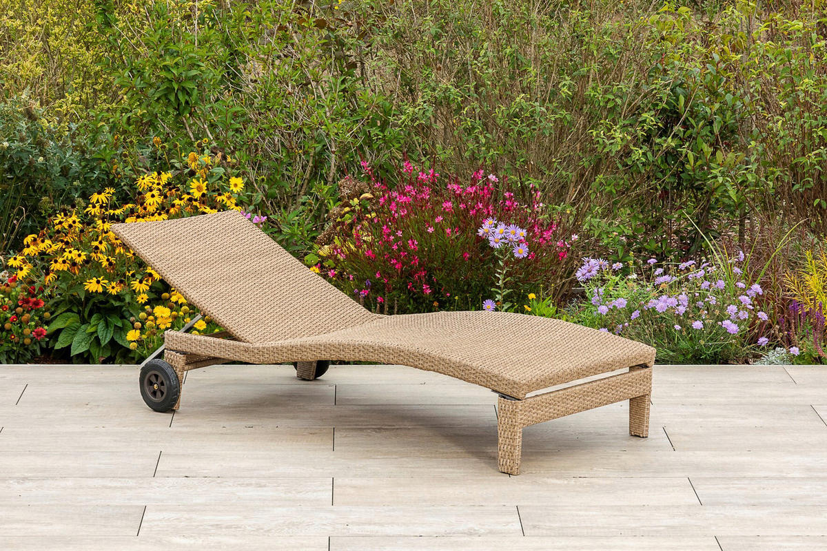 VRTNI LEŽALNIK aluminij prašno lakirano naravne barve, bež  - naravne barve/bež, Moderno, kovina/tekstil (90/100/208cm) - Gardenson