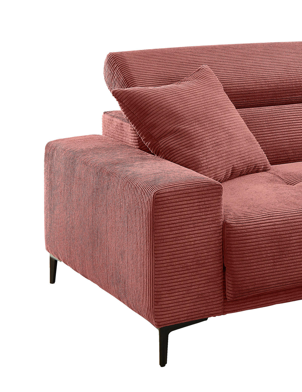 ECKSOFA Cord Koralle  - Koralle/Schwarz, Basics, Textil/Metall (250/183cm) - Livetastic
