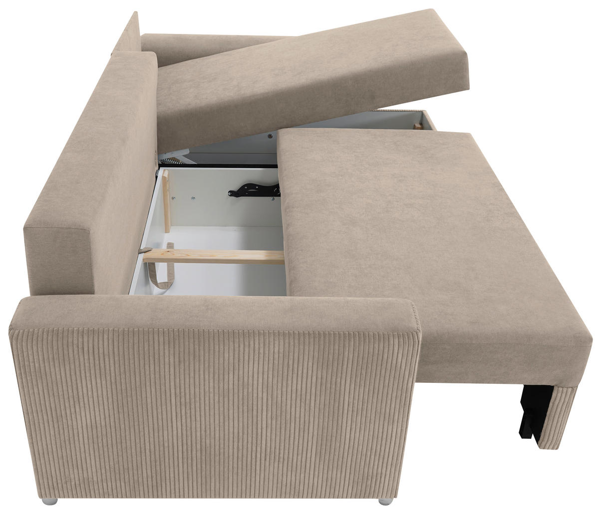 ECKSOFA in Cord, Mikrofaser Taupe  - Taupe/Chromfarben, Design, Kunststoff/Textil (239/141cm) - Livetastic