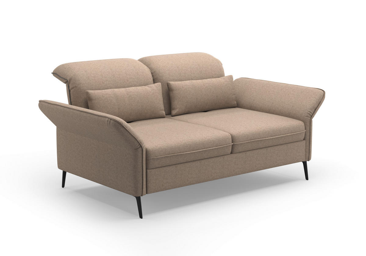 2,5-SITZER in Flachgewebe Taupe  - Taupe/Schwarz, Konventionell, Textil/Metall (189/92/123cm) - Sit & More