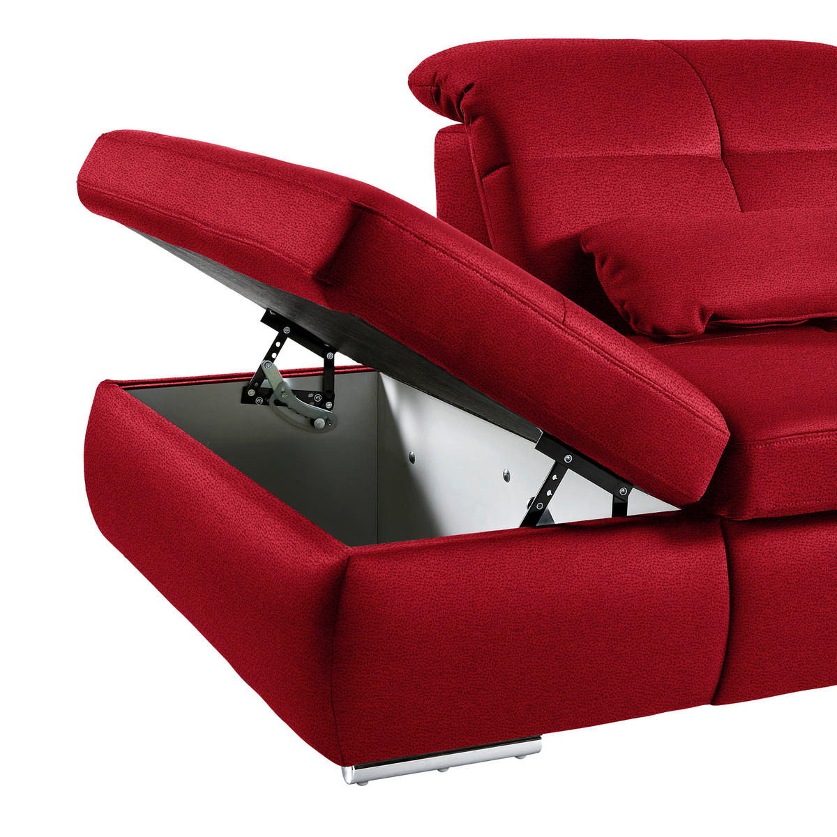 WOHNLANDSCHAFT  in Mikrofaser Rot  - Chromfarben/Rot, Design, Holzwerkstoff/Textil (260/371/195cm) - Beldomo Style