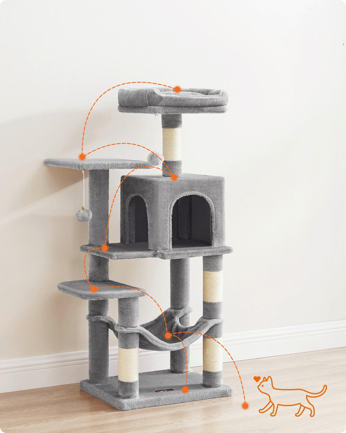 KRATZBAUM - Hellgrau, Trend, Papier/Holzwerkstoff (62/112/46cm) - Boxxx