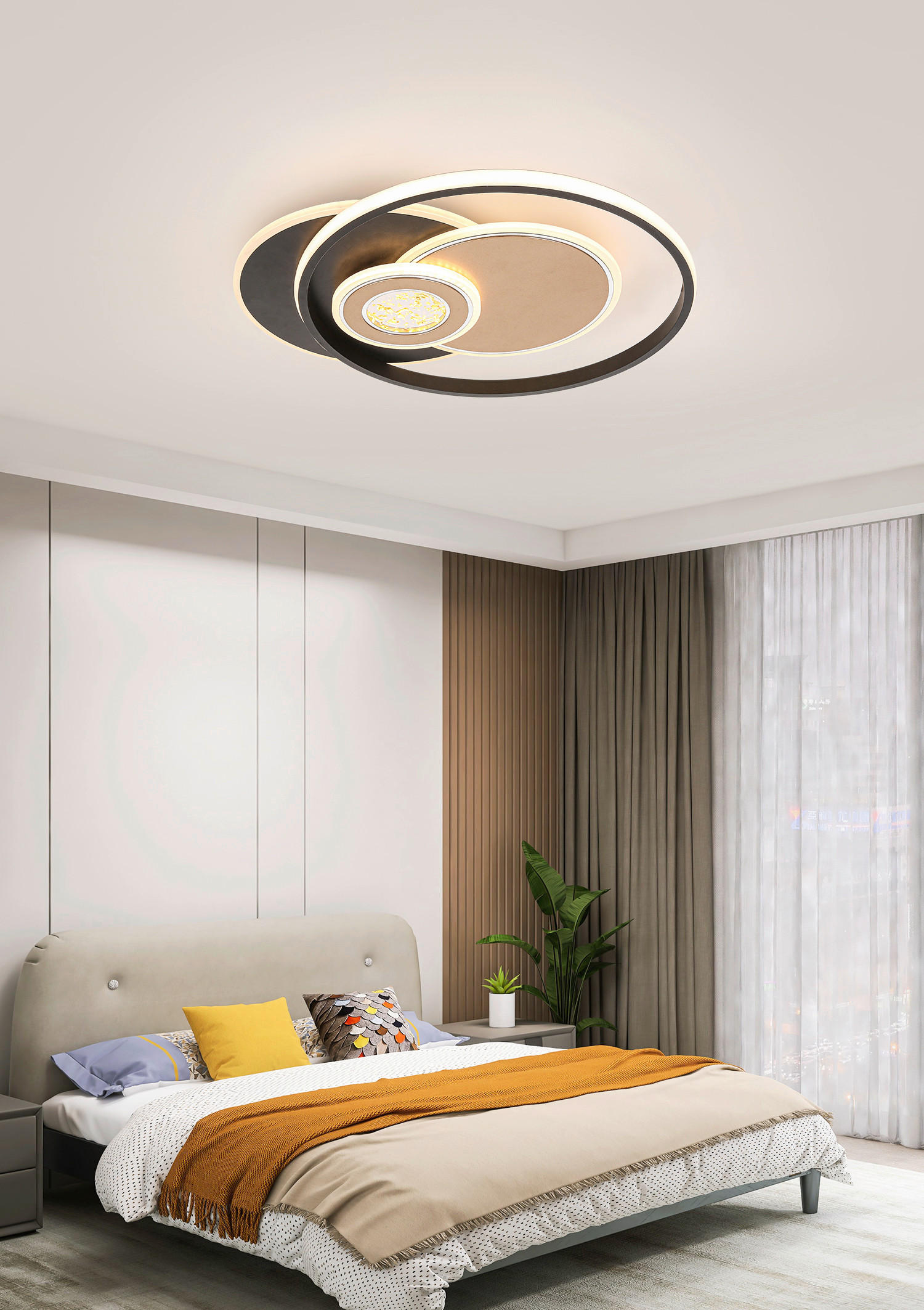 LED-DECKENLEUCHTE Lumi 49,5/42/6 cm   - Goldfarben/Schwarz, Design, Kunststoff/Metall (49,5/42/6cm) - Novel