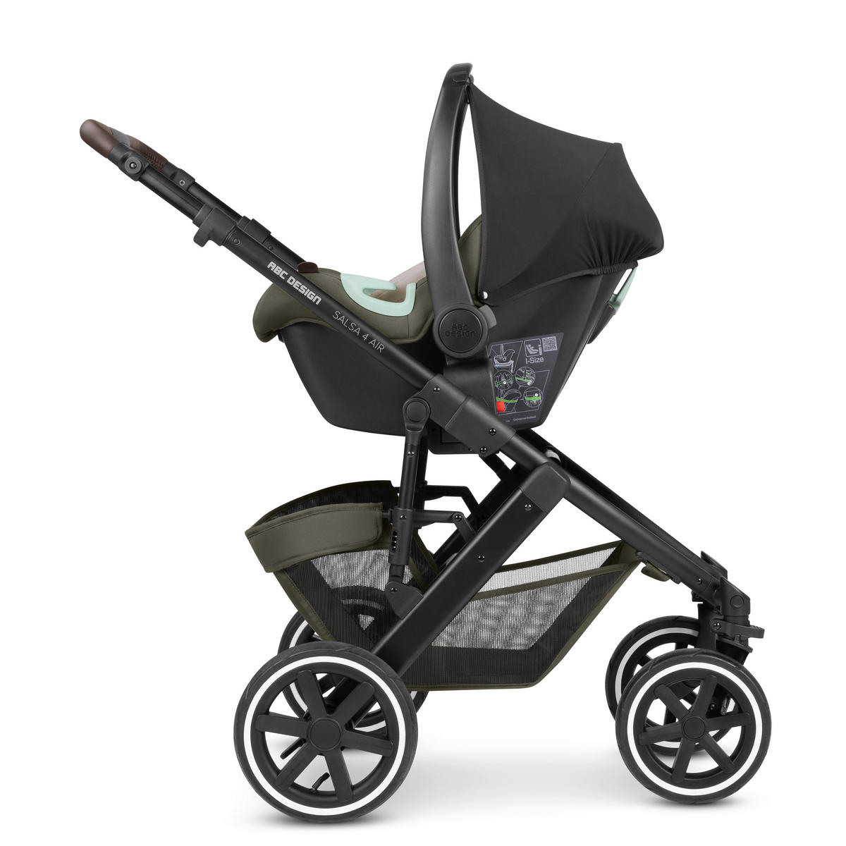 KINDERWAGENSET  Salsa 4 Air Starter Set  Wheat  - Schwarz/Olivgrün, Basics, Textil/Metall (77/35/110cm) - ABC Design