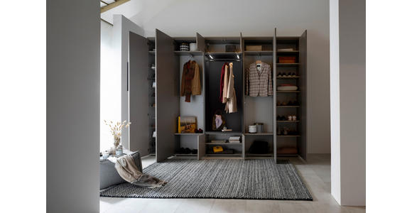 GARDEROBE 7-teilig in 296/233/39 cm - Anthrazit/Grau, Design, Holzwerkstoff (296/233/39cm) - Moderano