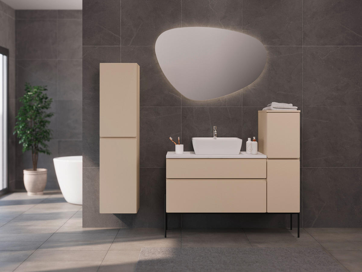 WASCHBECKENUNTERSCHRANK 90/55/47 cm  - Greige/Weiß, MODERN, Holzwerkstoff (90/55/47cm) - Welnova