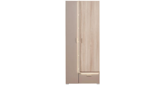 GARDEROBENSCHRANK in 78/194/38 cm - Chromfarben/Eichefarben, Design, Holzwerkstoff/Kunststoff (78/194/38cm) - Voleo