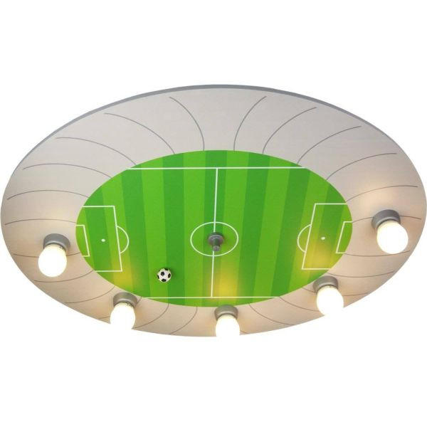 XXXLutz Kinderdeckenleuchte Fußballstadion Grün, Silber 53x7x71 cm