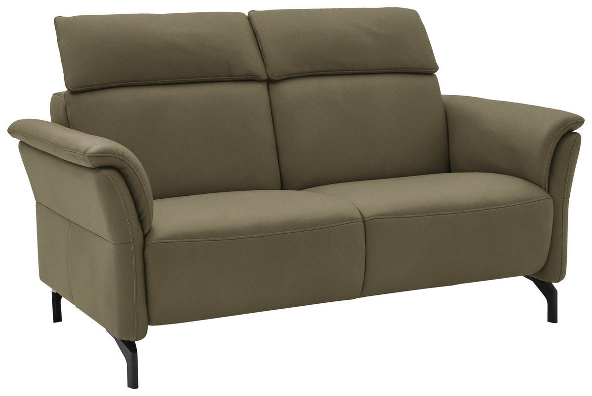 2-SITZER-SOFA in Echtleder Olivgrün  - Schwarz/Olivgrün, Konventionell, Leder/Metall (178/103/92cm) - Dieter Knoll