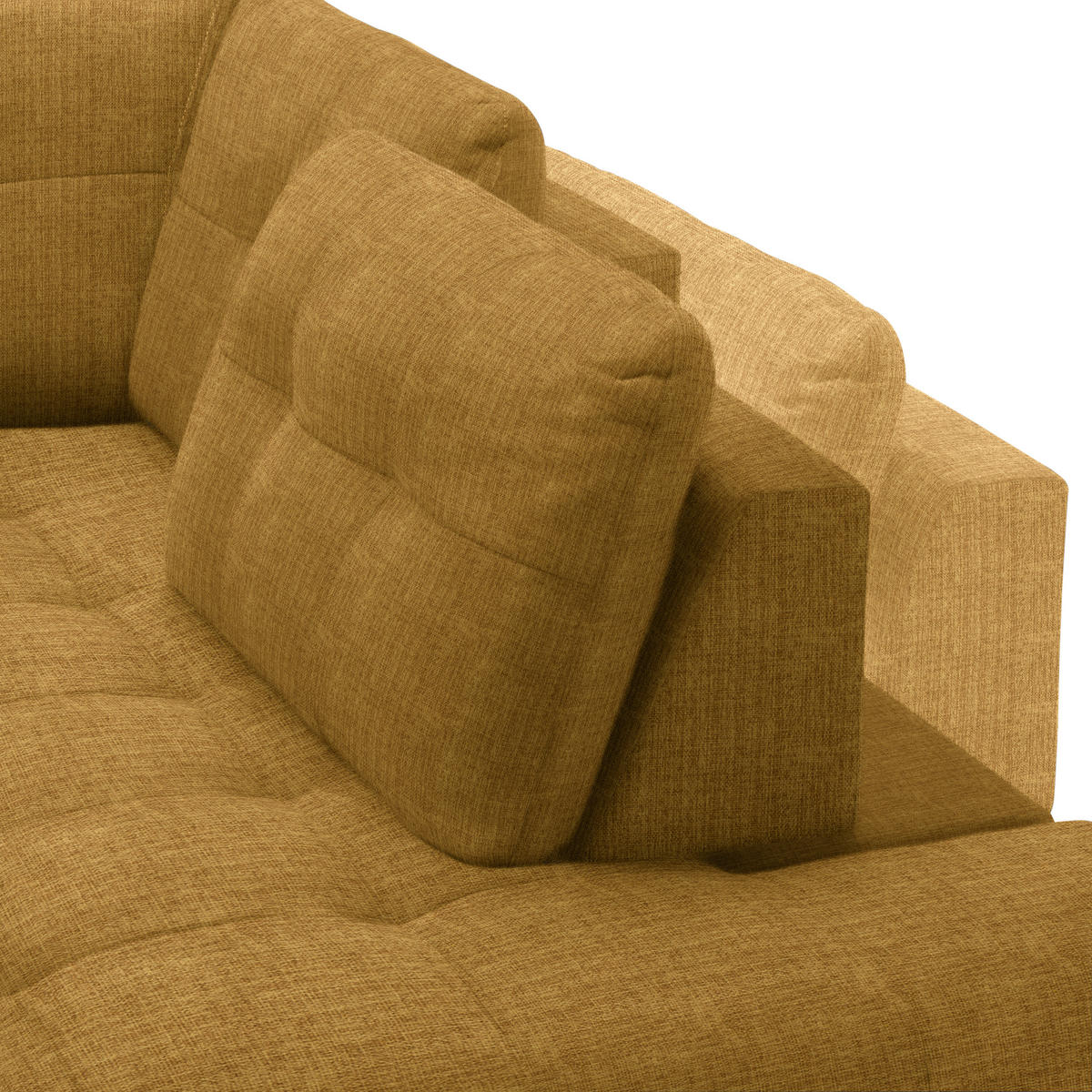 ECKSOFA in Flachgewebe, Leinenoptik Currygelb  247/208 cm  - Currygelb/Schwarz, MODERN, Textil/Metall (247/208cm) - Xora