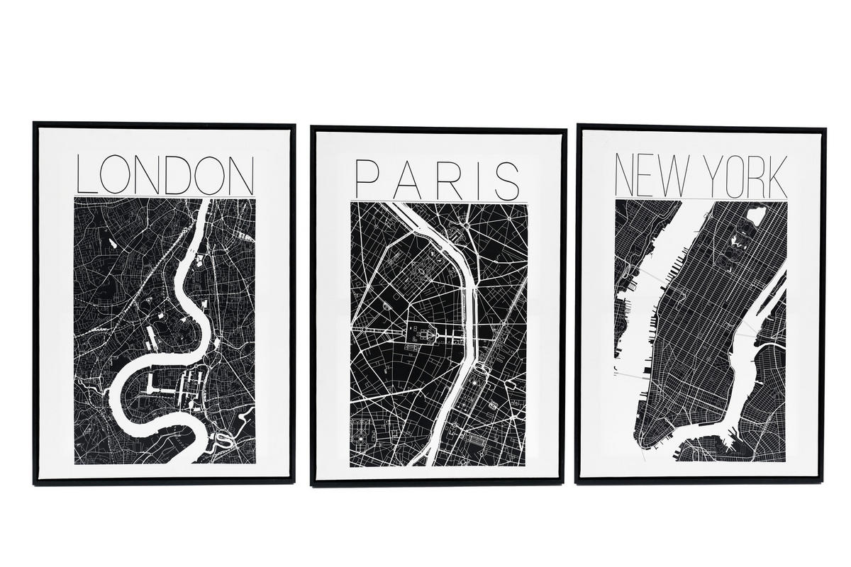 VÁSZONKÉP 50/70/3 cm  - fekete/fehér, Basics, faalapú anyag (50/70/3cm)