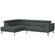 ECKSOFA in Chenille Grau  205/280 cm  - Schwarz/Grau, Design, Textil/Metall (205/280cm) - Xora