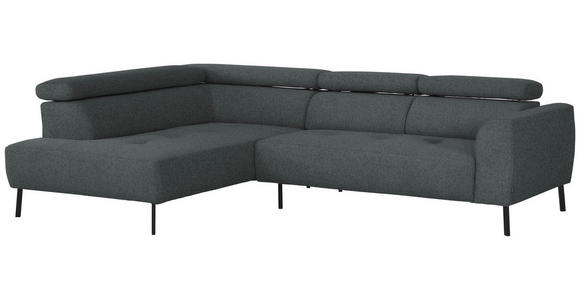 ECKSOFA in Chenille Grau  205/280 cm  - Schwarz/Grau, Design, Textil/Metall (205/280cm) - Xora