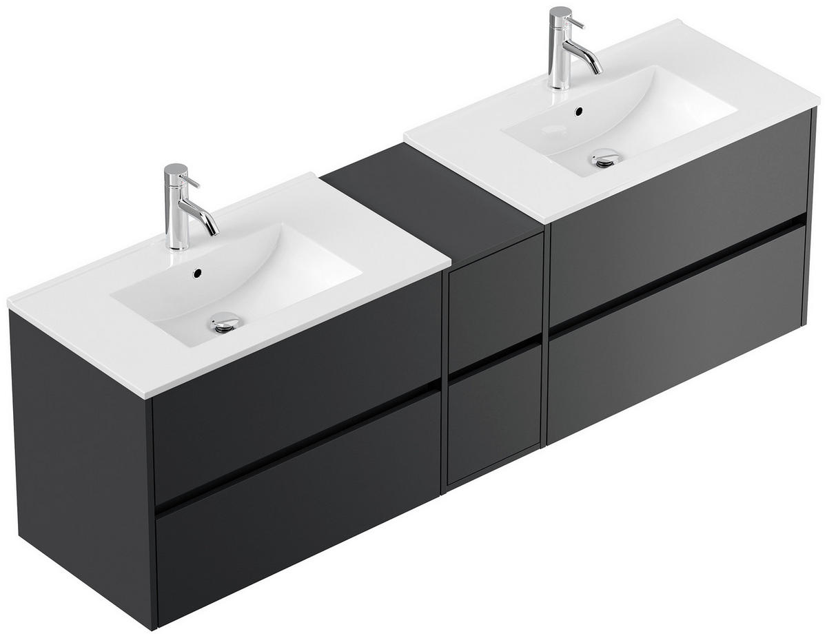 BADEZIMMER 3-teilig  in 190 cm  - Graphitfarben/Weiß, Trend, Glas/Holzwerkstoff (190cm) - MID.YOU
