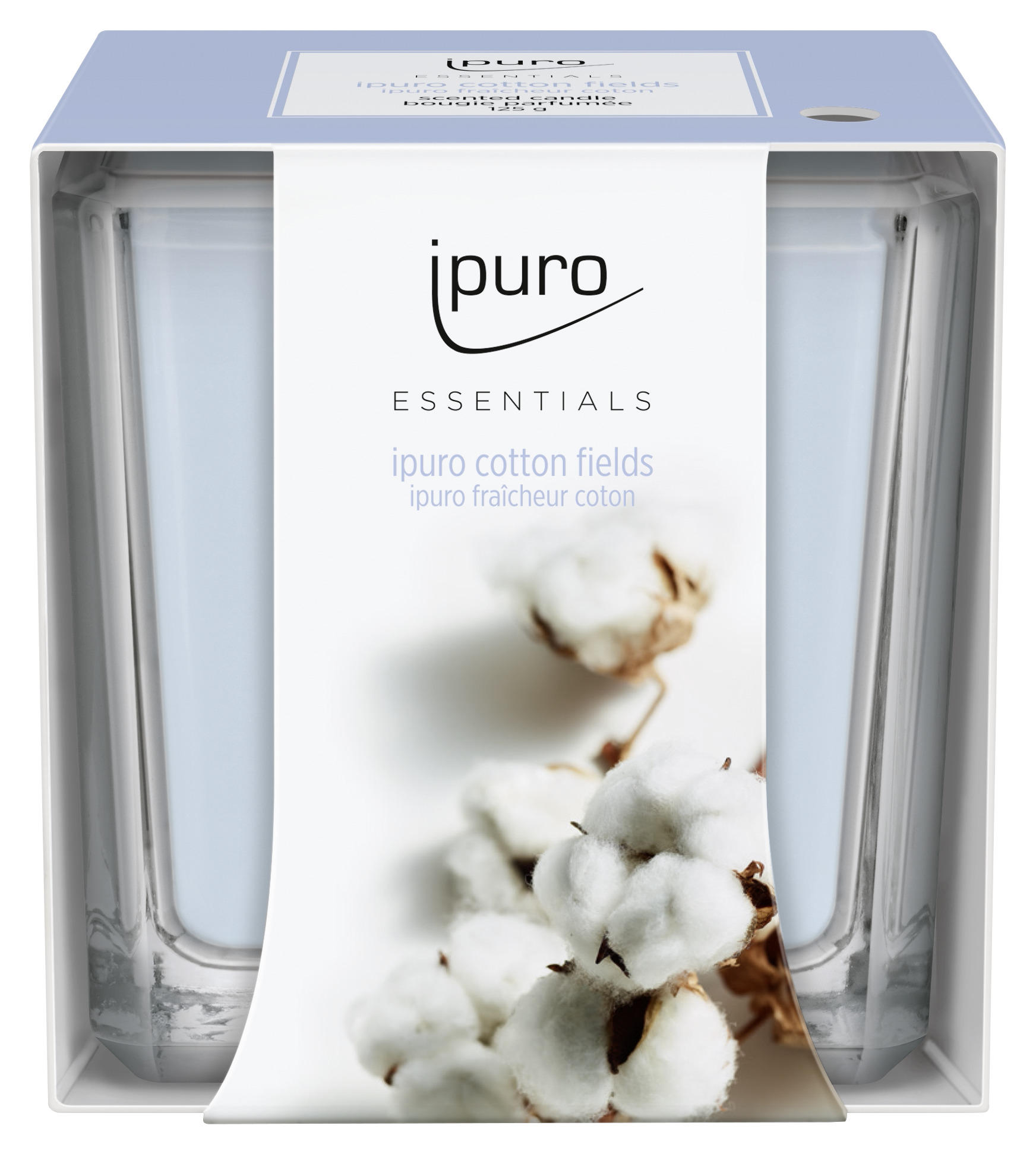 LUMÂNARE PARFUMATĂ - albastru deschis, Basics, sticlă (6,9/6,9/6,9cm) - Ipuro