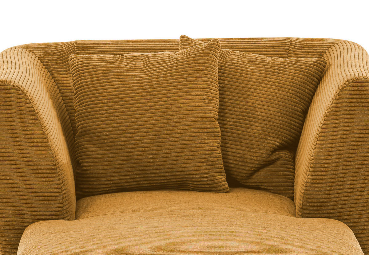 XXL-SESSEL in Cord Goldfarben  - Goldfarben/Schwarz, Modern, Holz/Textil (108/84/155cm) - MID.YOU