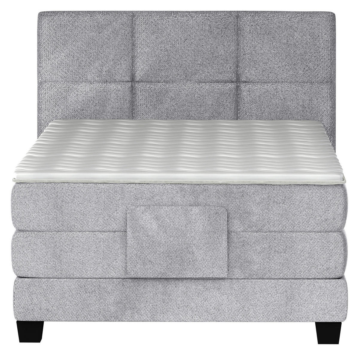 BOXSPRINGBETT 120/200 cm,  in Grau, Matratze, Topper, motorische Verstellbarkeit, Fernbedienung, H2 = mittel  - Schwarz/Grau, KONVENTIONELL, Holz/Kunststoff (120/200cm) - Chameo