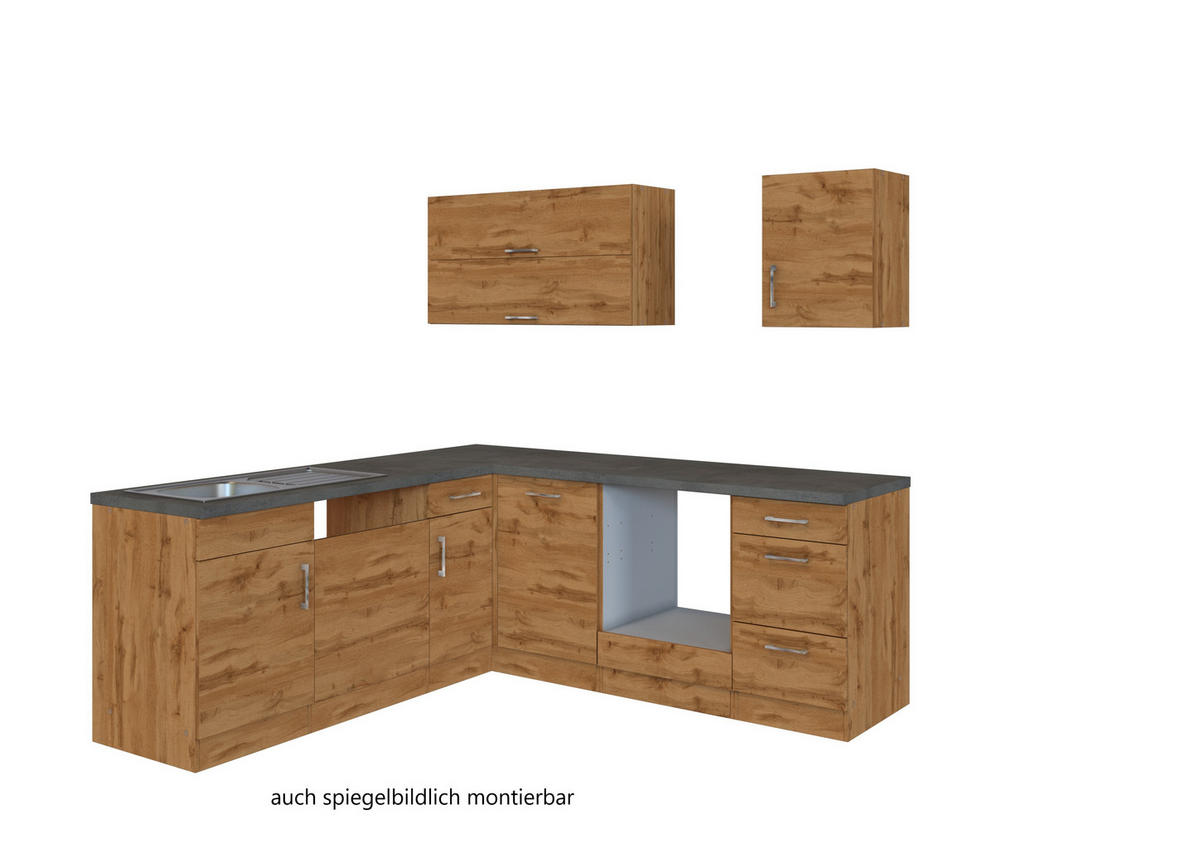 ECKKÜCHE 210/210 cm  in Anthrazit  - Eichefarben/Anthrazit, MODERN, Holzwerkstoff/Metall (210/210cm) - Held