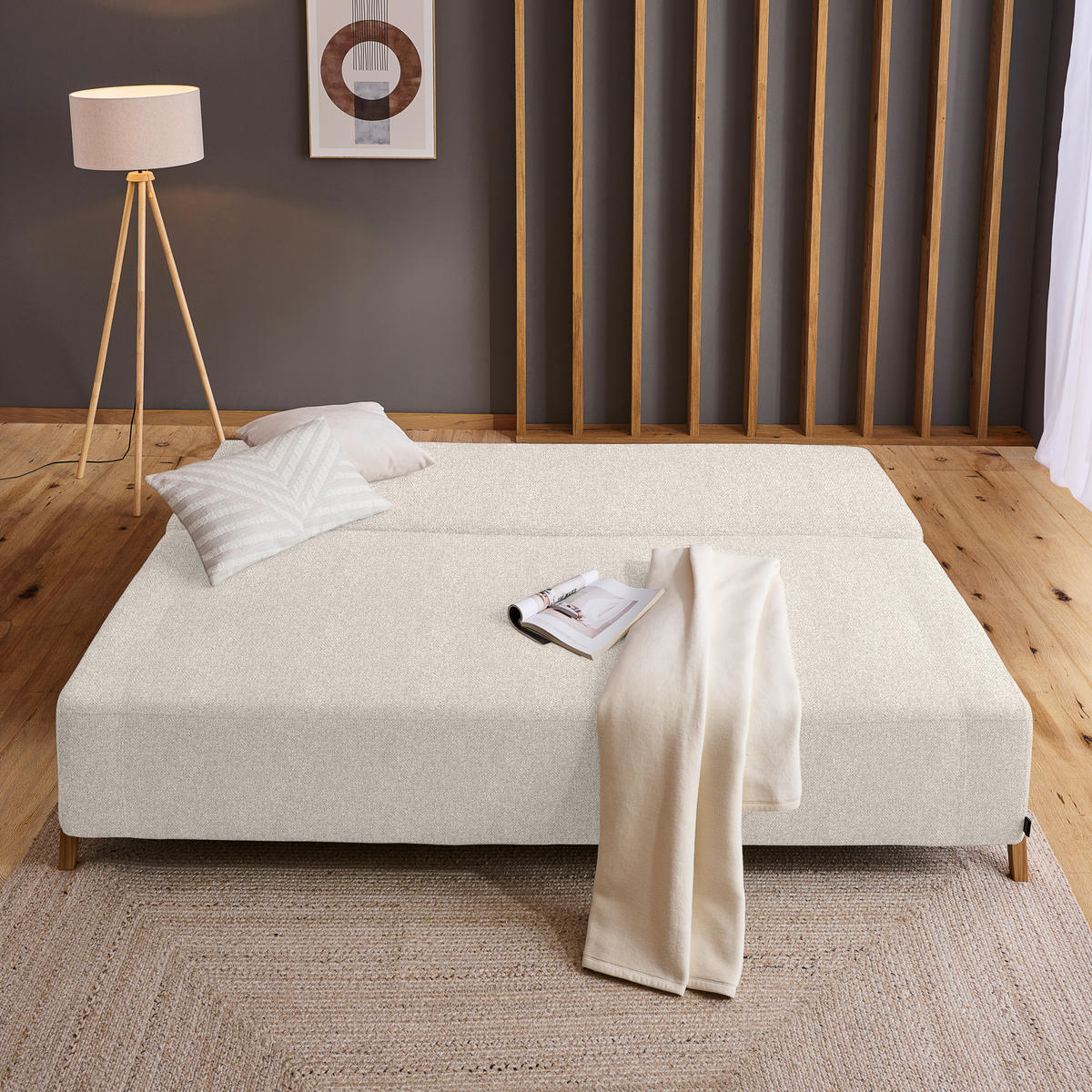 SCHLAFSOFA in Textil Creme  - Creme/Naturfarben, Design, Holz/Textil (211/88/102cm) - Niels Andersson