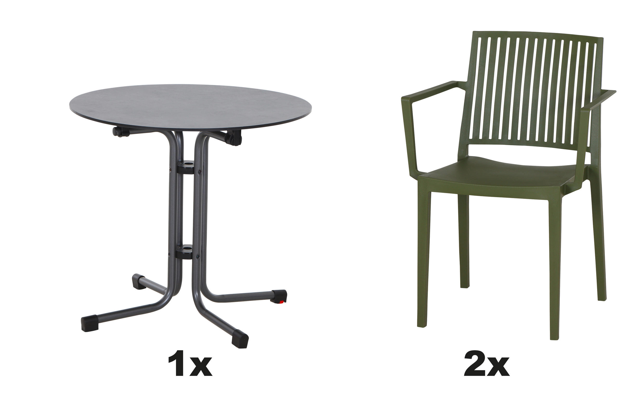 GARTENGARNITUR 3-teilig Stahl  - Anthrazit/Grün, Basics, Kunststoff/Metall (80/80/80cm) - Siena Garden