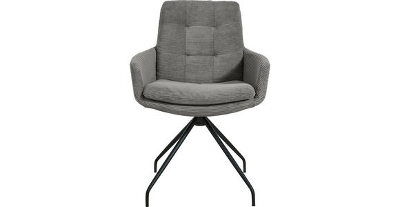 ARMLEHNSTUHL  Stoffauswahl, Typenauswahl, Sitzfläche 360° drehbar, Gestellauswahl Cord  - Schwarz/Grau, Design, Textil/Metall (63/90/69cm) - Johann Jakob