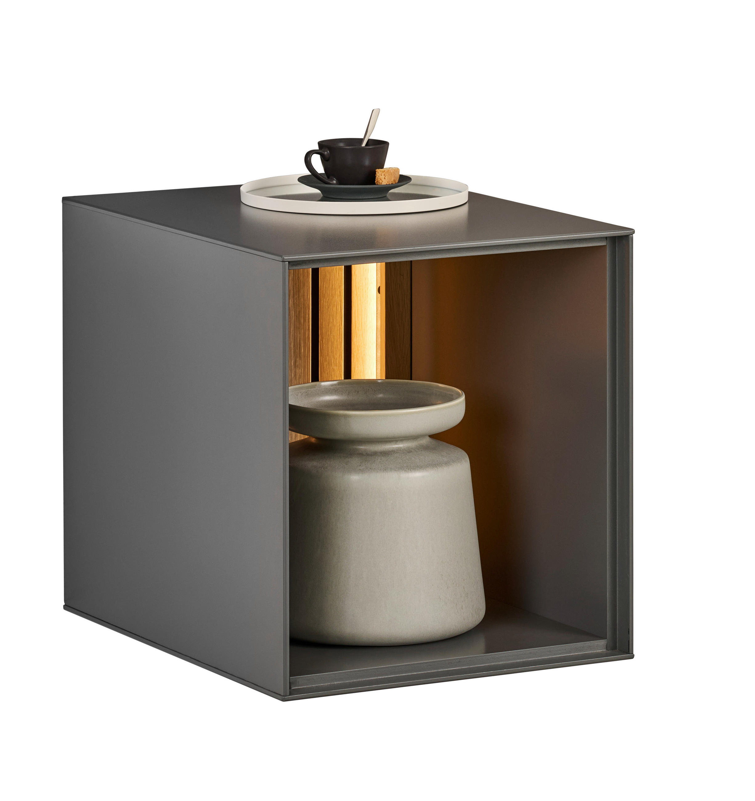 REGÁLOVÝ DÍL, antracitová, barvy dubu, dub, 40/44/50 cm - barvy dubu/antracitová, Design, dřevo/kompozitní dřevo (40/44/50cm) - Dieter Knoll