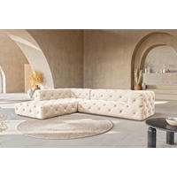ECKSOFA Fresco in Samt Creme  228/325 cm  - Creme/Schwarz, Design, Kunststoff/Textil (228/325cm) - P & B