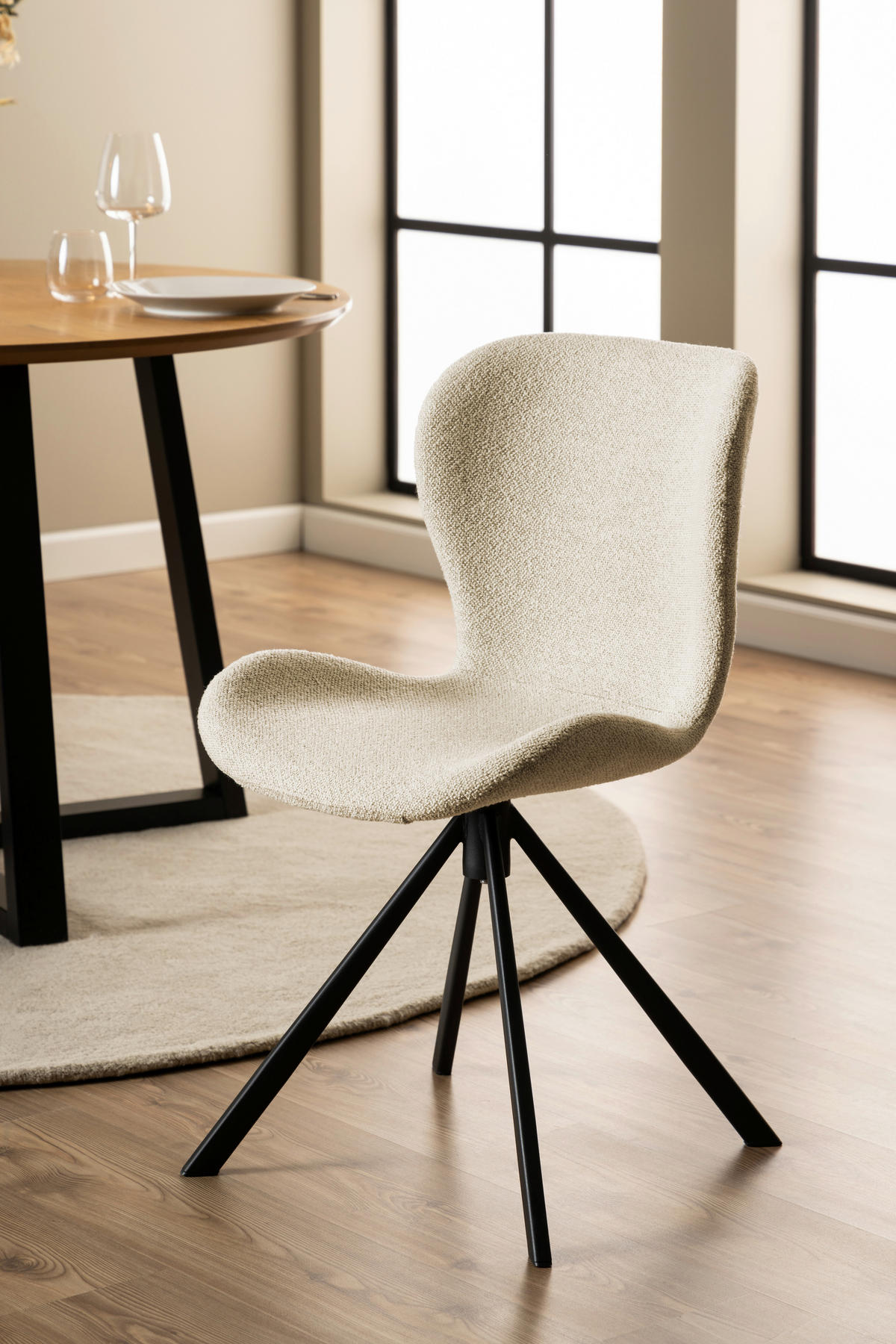 STOL vävt tyg  - svart/cremefärgad, Design, metall/textil (46,5/81/53cm)