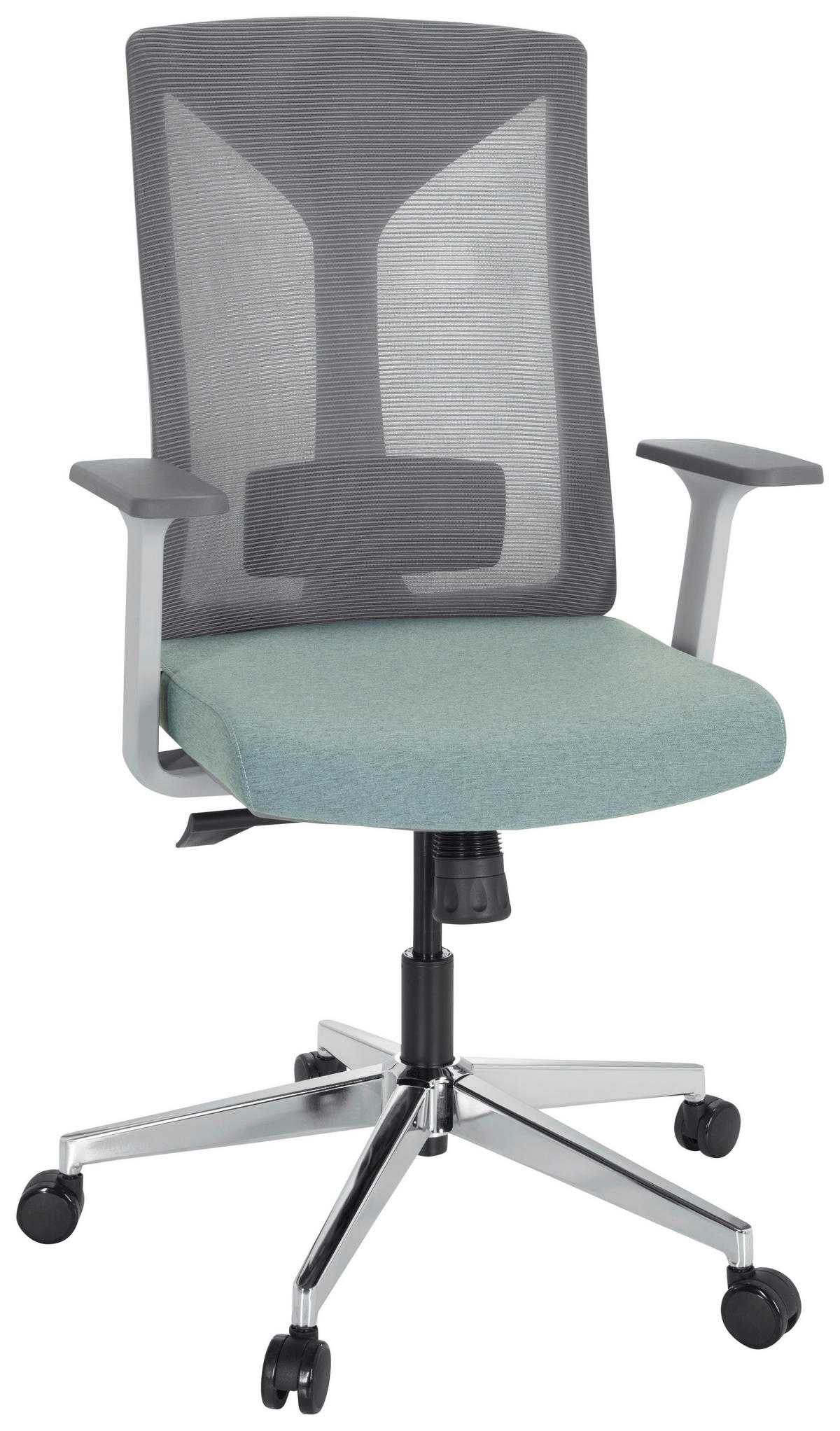 OTOČNÁ ŽIDLE, síťovina, plochá tkanina, šedá, bílá, mátově zelená - šedá/bílá, Moderní, kov/textil (63/116/66cm) - MID.YOU
