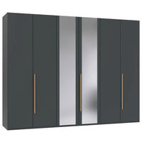 DREHTÜRENSCHRANK 6-türig Graphitfarben, Eiche Artisan  - Graphitfarben/Eiche Artisan, MODERN, Glas/Holzwerkstoff (270/208/58cm) - Chameo