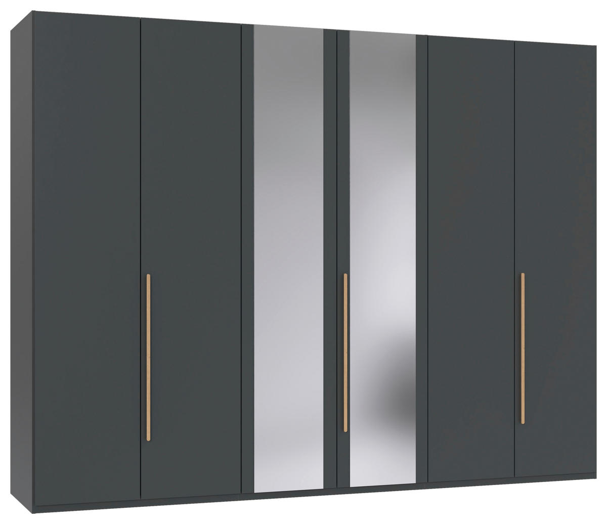 DREHTÜRENSCHRANK 6-türig Graphitfarben, Eiche Artisan  - Graphitfarben/Eiche Artisan, MODERN, Glas/Holzwerkstoff (270/208/58cm) - Chameo