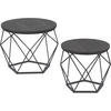 COUCHTISCHSET rund Grau, Schwarz  - Schwarz/Grau, MODERN, Holzwerkstoff/Metall (60/60/45cm) - MID.YOU