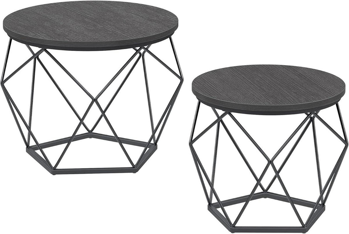SADA KONFERENČNÝCH STOLÍKOV, hnedá, čierna, kov, kompozitné drevo, 60/60/45 cm - hnedá/čierna, Modern, kov/kompozitné drevo (60/60/45cm) - MID.YOU