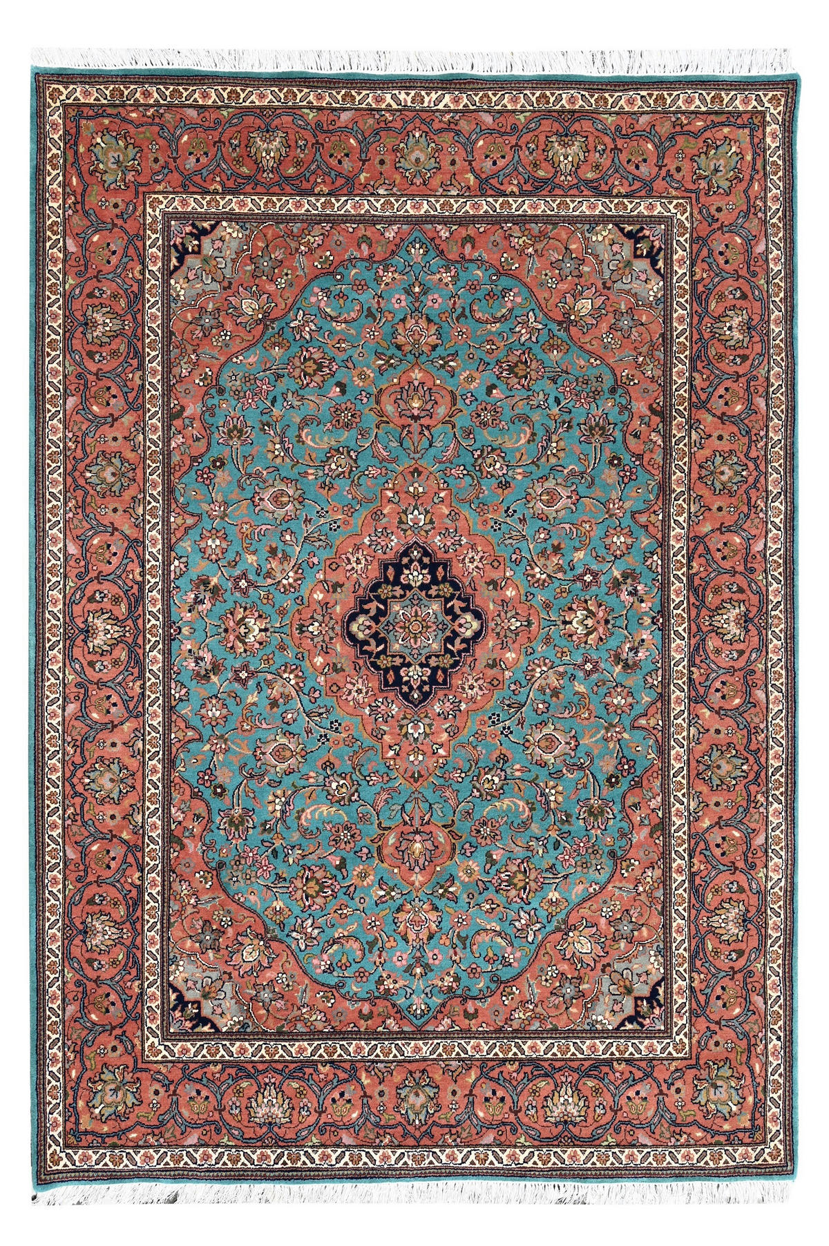 ORIENTTEPPICH 250/300 cm Kashan LT Blue/Peach Orange, Hellblau  - Orange/Hellblau, LIFESTYLE, Textil (250/300cm) - Cazaris