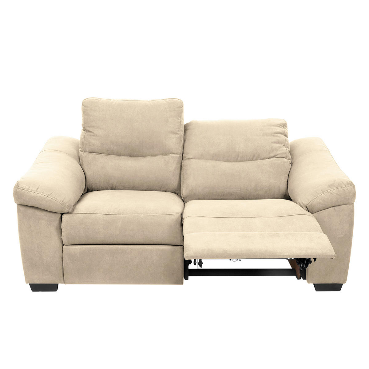 2-SITZER-SOFA Flachgewebe Beige  - Beige/Schwarz, Design, Holz/Textil (174/97/97cm) - Livetastic