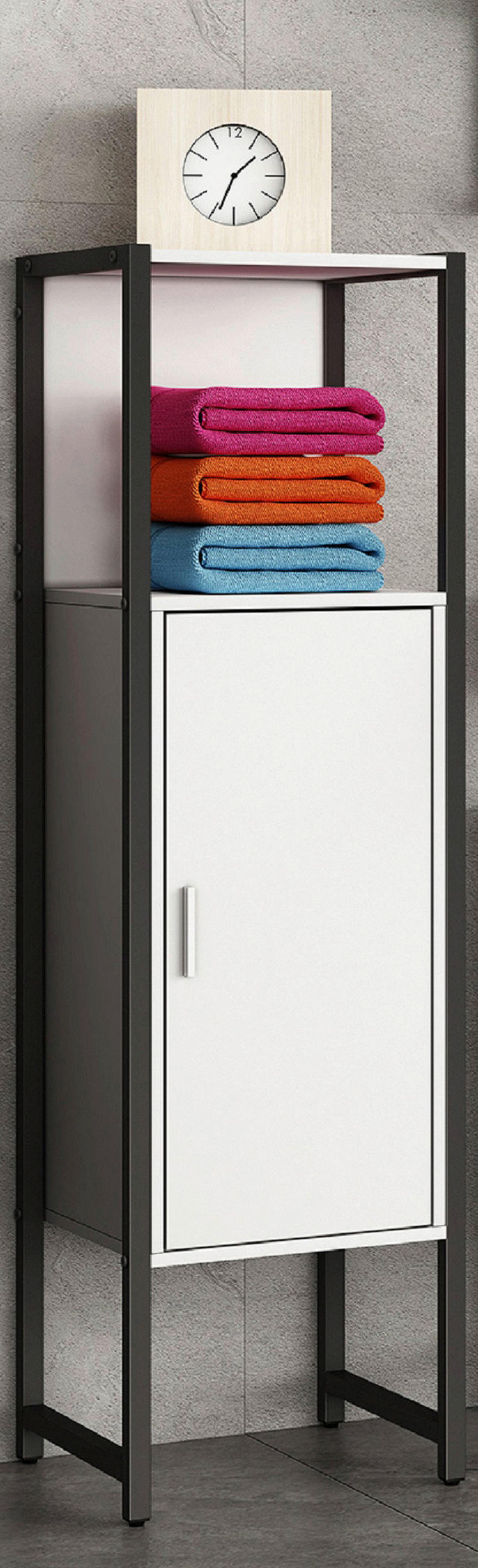 MIDISCHRANK 33/114/30 cm  - Weiss/Silberfarben, Modern, Holzwerkstoff/Kunststoff (33/114/30cm) - MID.YOU