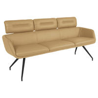 SITZBANK 200/92,5/67 cm Echtleder Schwarz, Karamell  - Karamell/Schwarz, Design, Leder/Metall (200/92,5/67cm) - Dieter Knoll